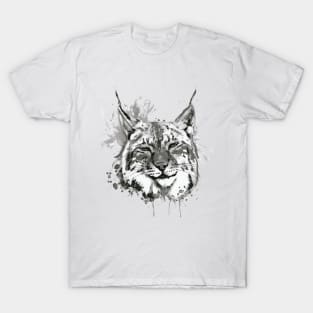 Bobcat Head Black and White T-Shirt